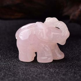 1PC Natural Crystal Amethyst Elephant Obsidian Animals Stone (Color: Rose Quartz, size: 1.5inch)