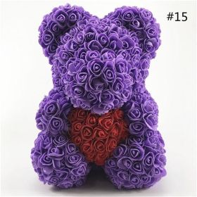 25cm Rose Bear Girlfriend Anniversary Christmas Valentine Day Gift Birthday Present For Wedding Party Artificial Flowers (Color: AQ13)