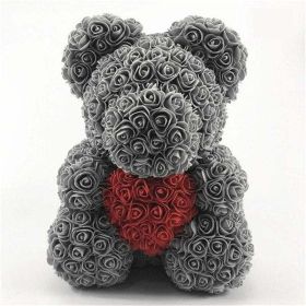 25cm Rose Bear Girlfriend Anniversary Christmas Valentine Day Gift Birthday Present For Wedding Party Artificial Flowers (Color: AQ09)