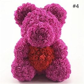 25cm Rose Bear Girlfriend Anniversary Christmas Valentine Day Gift Birthday Present For Wedding Party Artificial Flowers (Color: AQ11)