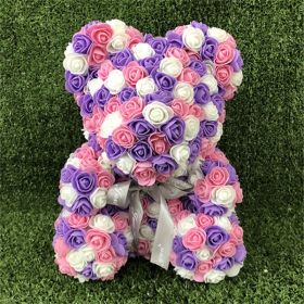 25cm Rose Bear Girlfriend Anniversary Christmas Valentine Day Gift Birthday Present For Wedding Party Artificial Flowers (Color: AQ07)