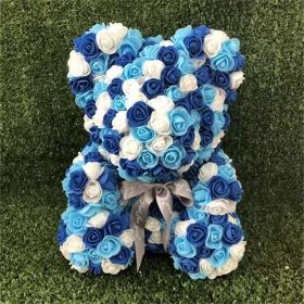 25cm Rose Bear Girlfriend Anniversary Christmas Valentine Day Gift Birthday Present For Wedding Party Artificial Flowers (Color: AQ18)