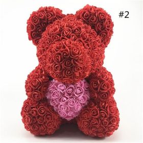 25cm Rose Bear Girlfriend Anniversary Christmas Valentine Day Gift Birthday Present For Wedding Party Artificial Flowers (Color: AQ05)