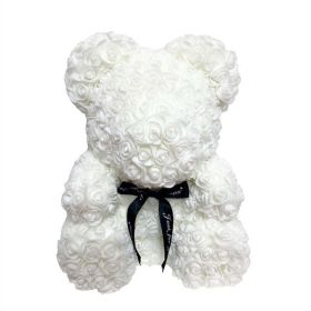 25cm Rose Bear Girlfriend Anniversary Christmas Valentine Day Gift Birthday Present For Wedding Party Artificial Flowers (Color: AQ16)