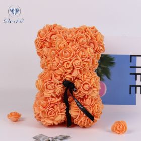 25cm Rose Bear Girlfriend Anniversary Christmas Valentine Day Gift Birthday Present For Wedding Party Artificial Flowers (Color: AQ31)