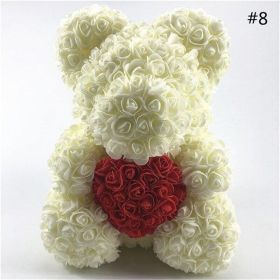 25cm Rose Bear Girlfriend Anniversary Christmas Valentine Day Gift Birthday Present For Wedding Party Artificial Flowers (Color: AQ12)