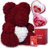 25cm Rose Bear Girlfriend Anniversary Christmas Valentine Day Gift Birthday Present For Wedding Party Artificial Flowers