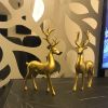 NORTHEUINS Resin Golden Couple Deer Figurines for Interior Nordic Animal Statue Official Sculptures Home Decoration Accessories