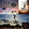 Dandelion Figurine Fairies Pixies Dancing Fairy Statue Steel Wires Fairy Garden Miniature Sculpture Mythical Garden Yard Decor