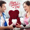 25cm Rose Bear Girlfriend Anniversary Christmas Valentine Day Gift Birthday Present For Wedding Party Artificial Flowers