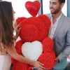 25cm Rose Bear Girlfriend Anniversary Christmas Valentine Day Gift Birthday Present For Wedding Party Artificial Flowers