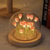 1pc Tulips Gifts For Women Flower Gifts For Her Gifts For Women Birthday Xmas Gift For Mom; Artificial Decor In Glass Dome With Led Light Night Light;