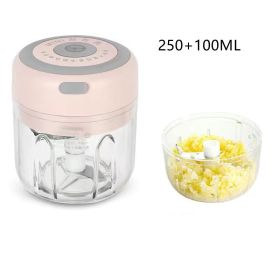 Mini Electric Garlic Chopper USB Charging Ginger Masher Machine Sturdy Durable Chili Vegetable Crusher Kitchen Tool (Option: Pink high cup350ML-USB)