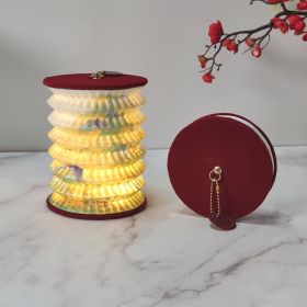 Folding Small Lantern For Cultural And Creative Gifts (Option: Wine red velvet cover-2.5W)