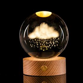 Luminous Galaxy Crystal Ball Decoration 3D Laser Inner Carving (Option: Cloud Rain-6cm Crystal Ball Base)