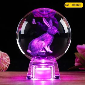 Crystal Ball Zodiac Decorative Crafts Luminous Ornaments (Option: Rabbit-6cm Ball Electronic Base)