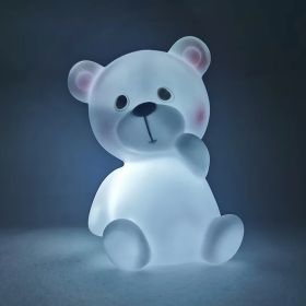 Luminous Toys, Children's Room LED Lights, Bedside Lamp Decorations, Enamel New Creative Gifts (Option: Crooked bear White)