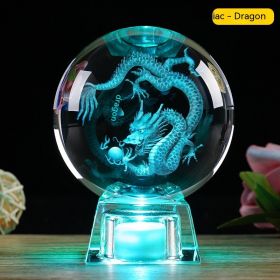 Crystal Ball Zodiac Decorative Crafts Luminous Ornaments (Option: Dragon-6cm Ball Charging Base)