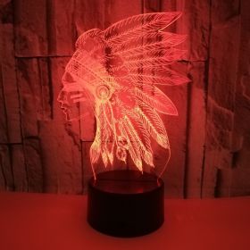 3d Small Night Lamp Creative Usb Colorful Gradient (Option: Indians-Crack base remote control)