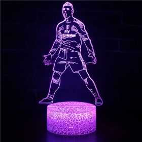 Led Small Night Lamp Football Player Colorful Touch Ambience Light (Option: White Base Touch Timing-ZB 417)